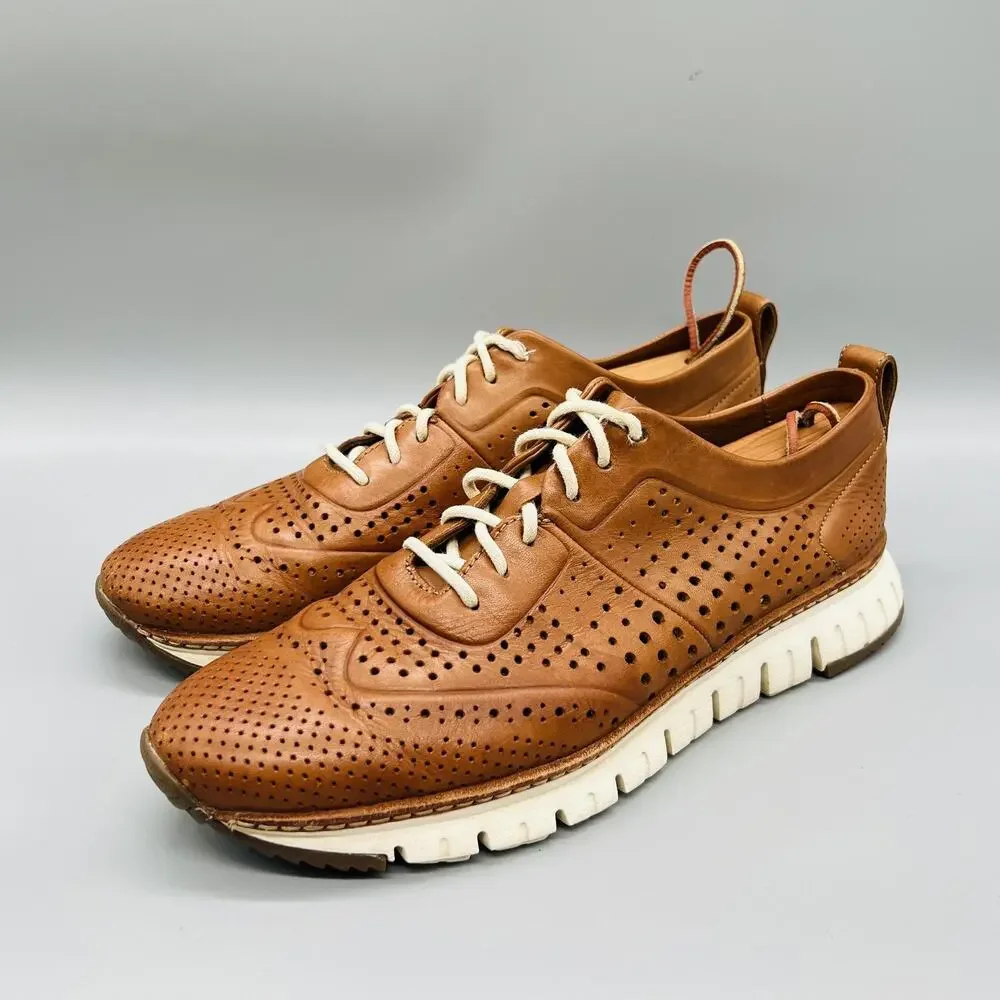 Cole Haan Shoes Mens 9.5 Brown Leather Grand OS Wingtip Casual Sneakers Comfort